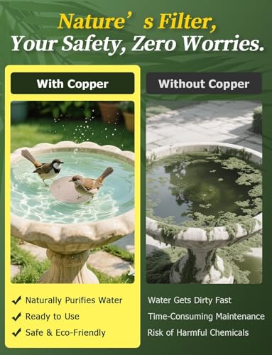 Image of Mellbree 3-Pack Bird Bath Copper Disc, 0.6mm Reinforced 99.99% Pure Copper Cleaning Disk with Triple-Point Support for Physical Safe Clean Water All-Season (Sunflower)