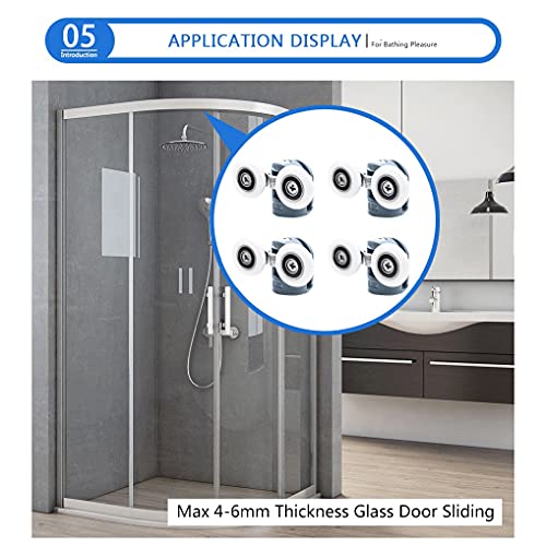 Llryn Double Upper Single Down Chromed Wheel Sliding Door Bearing Rollers Hardware For Shower Cabin (Color : Dw-112-4Pcs-Down, Size : 23Mm) #TOP2