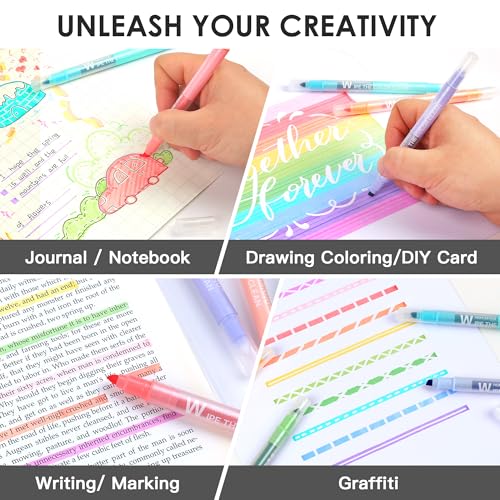 Erasable Highlighters, 10 Pastel Highlighters Assorted Colors, Dual Tip Cute Erasable Highlighter Pens No Bleed Through for Bullet Journaling, Bible Study, School Office Supplies