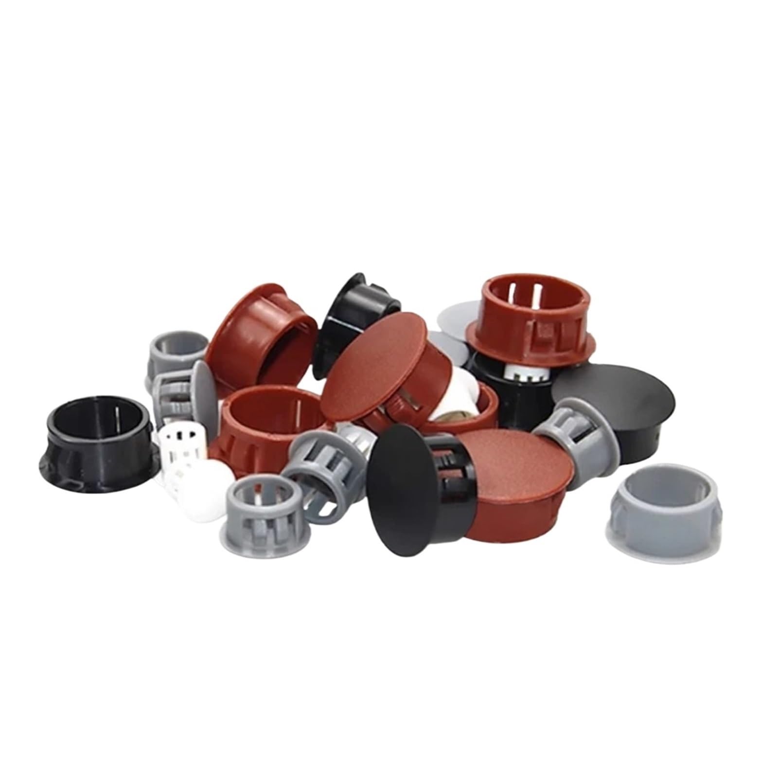 Tapones de plástico con agujero a presión, tapa de rosca negra, tapa de cierre de tapón de bloqueo blanco para muebles de armario (HP-60, 100 unidades, negro)