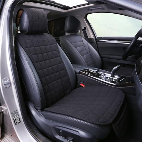 Suninbox Cooling Car Seat Covers,Cloth Seat Covers for Cars,Linen Car Seat Protector,Front Seat Only Universal Fits Most Automotive,Vans,SUVs,Trucks Black