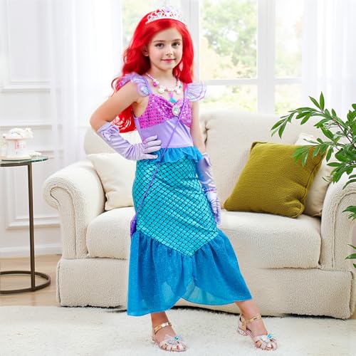 Disfraz de Sirenita para niñas 3-7 años con accesorios miniatura 6