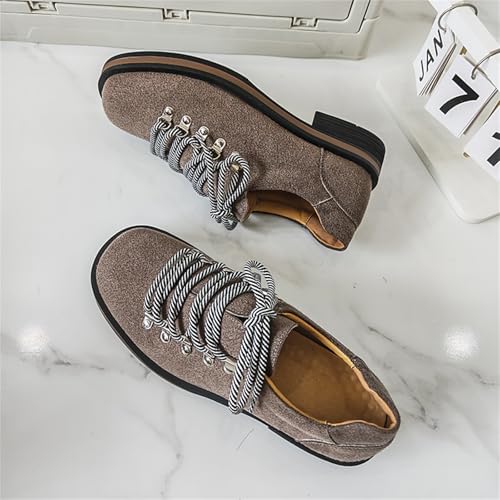 Men's Classic Suede Leather Lace Up Round Toe Platform Oxfords Chunky Lug Heel Sole Comfortable Stylish Dress Shoes Vintage Design for Business Formal Weddings Parties Casual Outings3