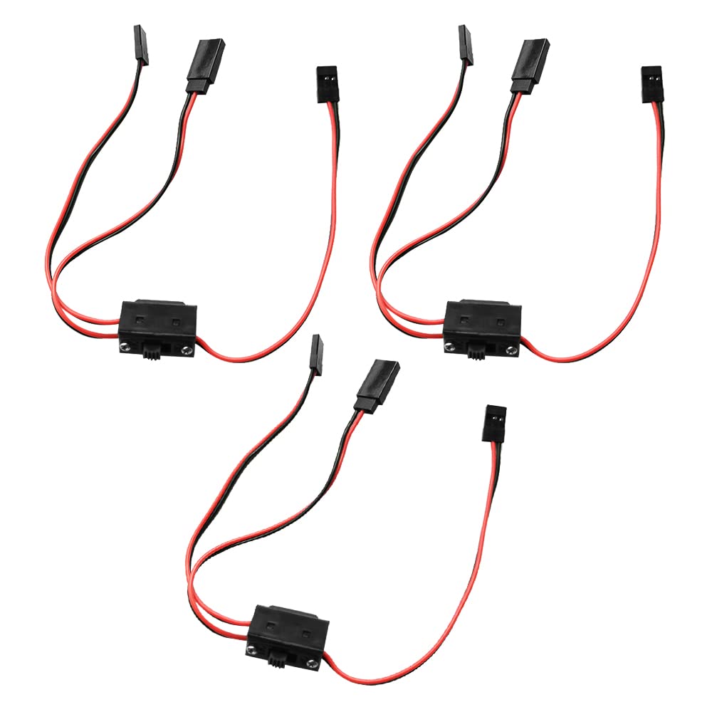VOANZO 3PCS JR FUTABA Plug 3-Way Power On/Off Switch RC Car Accessories for Servo Receiver