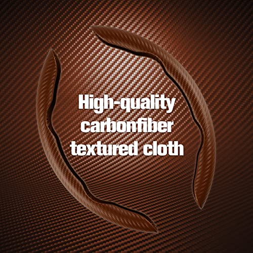 Image of Amiss 2pcs Carbon Fiber Anti-Skid Steering Wheel Cover, Waterproof & Segmented Butterfly Design, Universal 99% Vehicle Wheel Cover Protector, Car Interior Accessories (Champagne-2pcs)