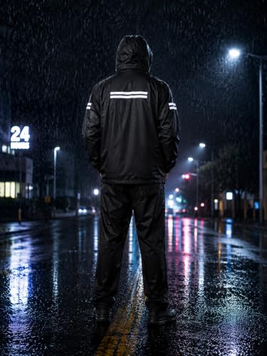 Image of TAGAS Men's Raincoat ||Waterproof for Bike ||Reversible Double Layer with Hood || Set of Top and Bottom With Cap rain Wear