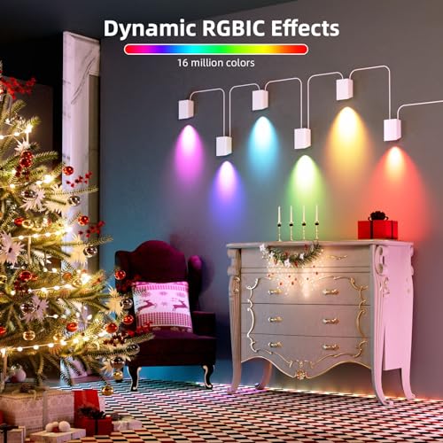 Image of RGBCW Smart Wall Sconces WiFi Wall Lights 54 Dynamic Modes, Color Changing LED Cube Wall Light Works with Alexa, Music Sync, Indoor Light Fixture for Bedroom, Living Room, Party, 6 Pack