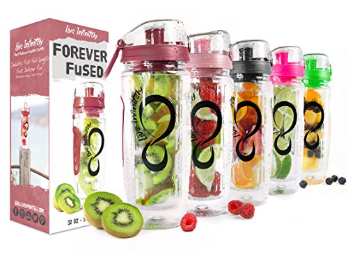 Live Infinitely 32 oz. Infuser Water Bottles - Featuring a Full Length Infusion