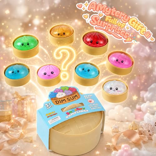 Image of Dumpling Squishy Mystery Box, Random 1 of 14 Colors, Cute Squishy Dumpling Toy, Soft Stretchy Squeeze Toy, Sensory Fidget Toys for Anxiety Relief, Perfect for Party Favors, Birthday Gifts & Desk Toys