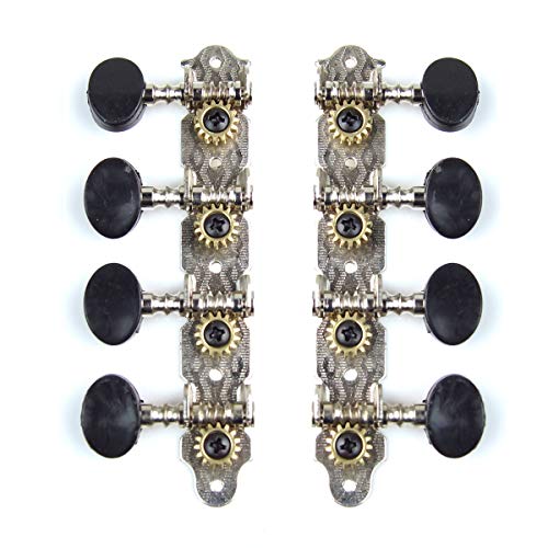 2x 4-on-Plate Classic Style Mandolin Tuning Keys Tuners Head Pegs,Black(1Lx1R)