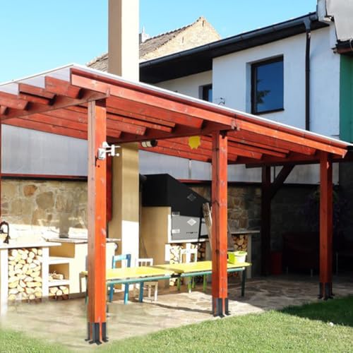 Support de poteau de terrasse en fer robuste 4 pièces pour fixation au sol - 7