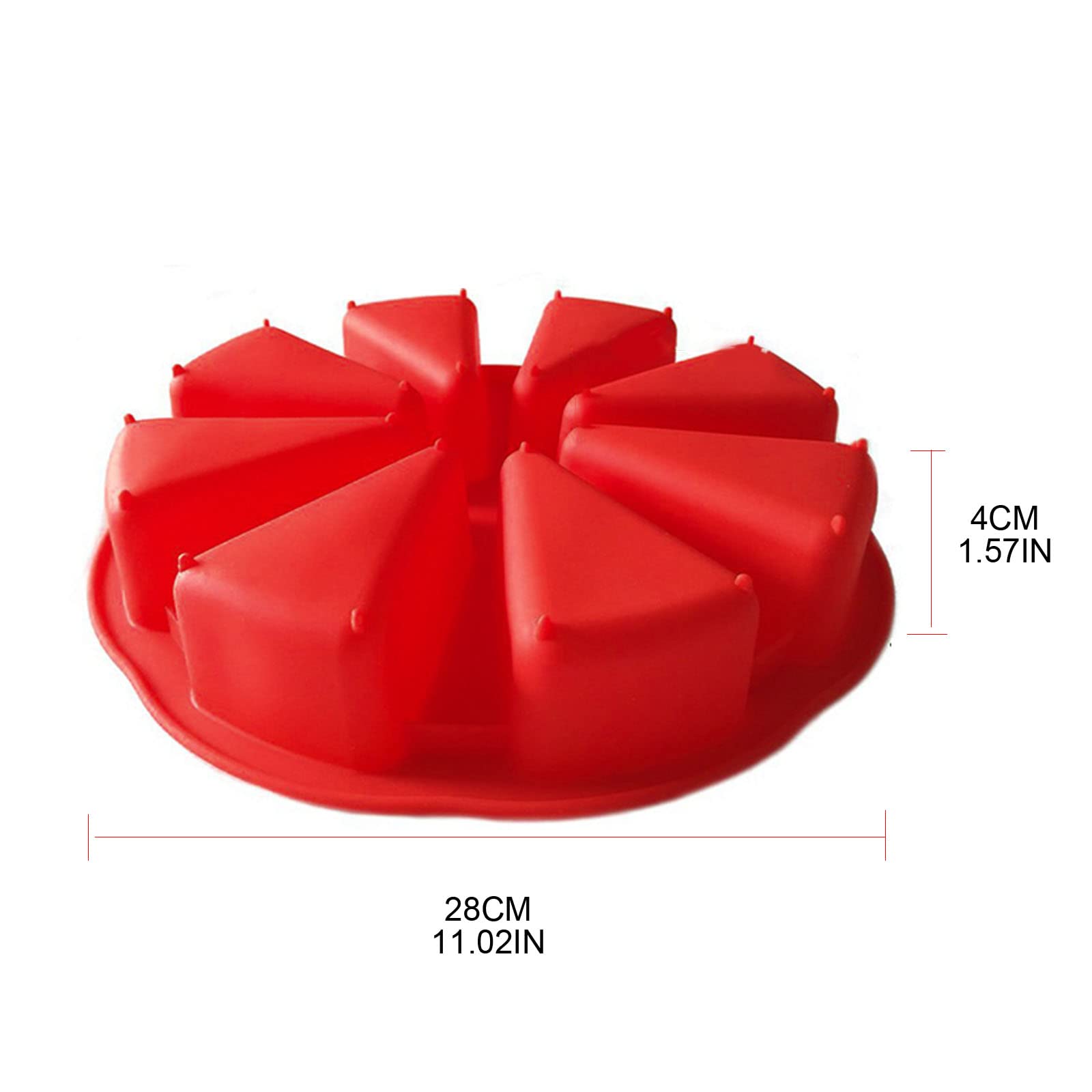 2 Stampi Per Torta Triangolari In Silicone - 8 Cavità, Per Dolci, Pizza, Pane, Rosso E Verde - Foto 11