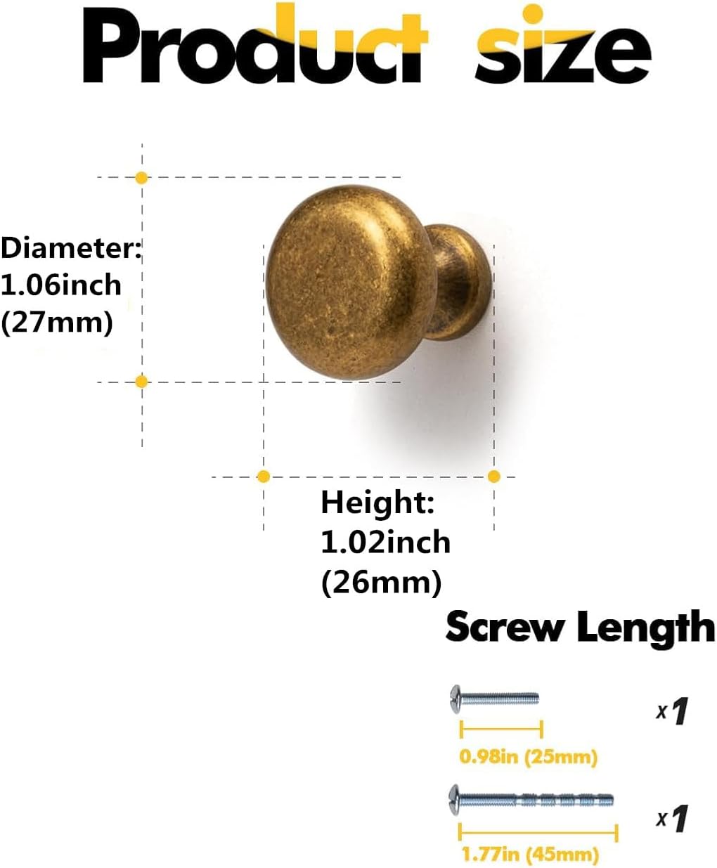 SYZOW 6 x Antique Drawer Knobs, Cabinet Knobs for Kitchen Furniture Handles (Bronze)