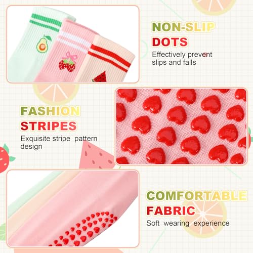 Image of Jspupifip Cute Pilates Socks with Grips Non Slip Yoga Socks for Women | Crew Socks for Barre Workout Athletic Hospital Slipper Socks