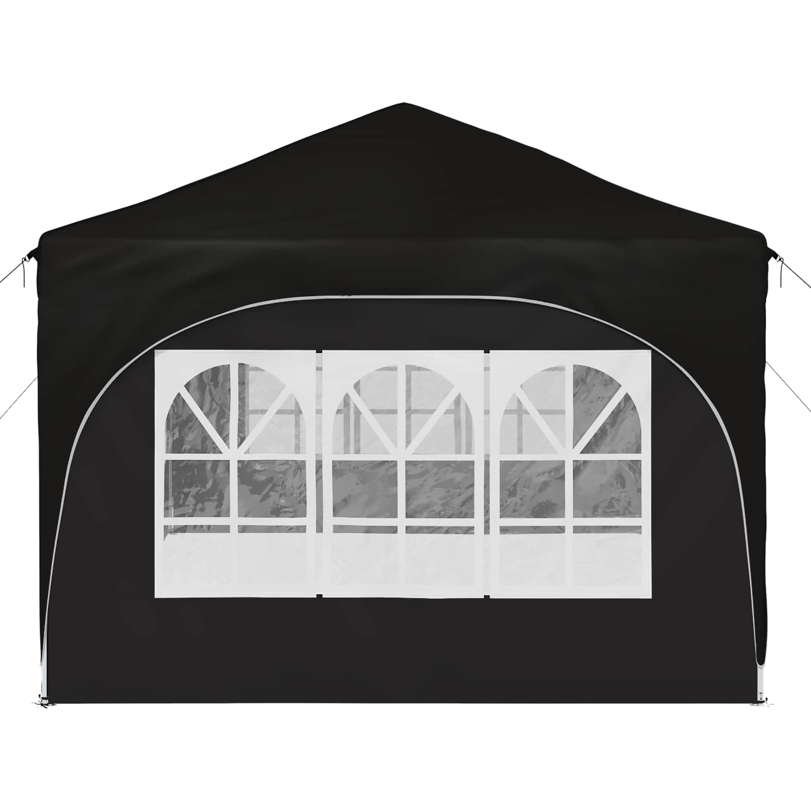 Namiot imprezowy Pop-up z wytrzymałego materiału Oxford, 575 x 288 x 245 cm, czarny, składany i składany, z ochroną UV i wodą, stabilny namiot ogrodowy do użytku na zewnątrz, na kemping i