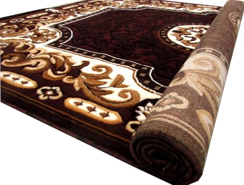 Image of SABIRA Carpet (Size-150x200 Cm / 60x78 in) Modern Floral Area Rug Large Carpet for Living Room, Bedroom & Dining Room, Washable, Non-Slip, (Borwn Color)
