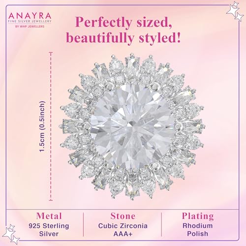 Image of 925 Sterling Silver Stud Earrings for Women | Cubic Zirconia Solitaire Ear Studs | Lightweight Hypoallergenic Anti-Tarnish Daily Wear Jewellery | Gift for Girls, Wife, Girlfriend, Mother, Sister | Birthday, Anniversary, Rakhi