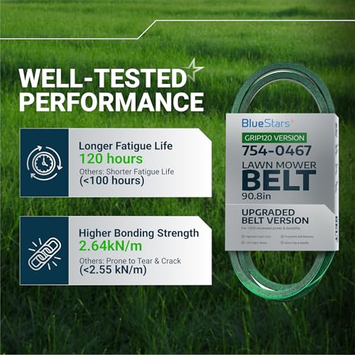 Image of [Upgraded Grip120] BlueStars 954-0467A Lower Drive Belt 5 /8 inch x 90.8 inch | For MTD Cub Cadet LTX 1040 Troy Bilt Bronco Toro 112-0301 LX460 Craftsman Lawn Mowers Replaces 954-0467 754-0467 Aramid Cord