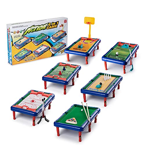 6 In 1 Sports Table Games For Kids - Mini Tabletop Pool, Hockey, Ice Hockey, Basketball, Golf, And Bowling - Great For Teaching Kids - Mini Sports Games With Accessories #TOP1