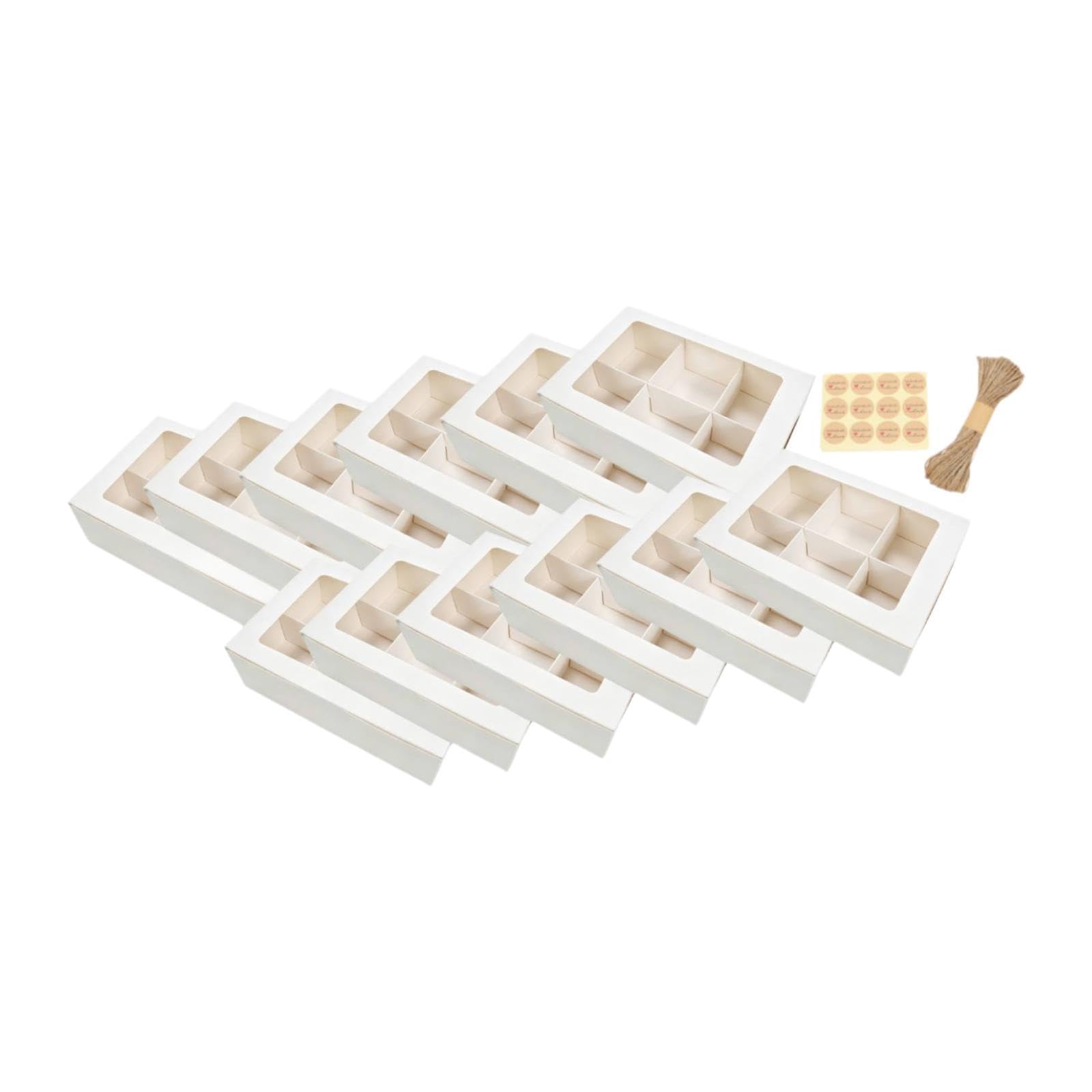 12 Pezzi Scatole Cupcake Porta Dessert Biscotti Dolci in Carta Sportello Trasparente Pronte All’uso Adatte per Compleanni Feste Shop Confezio, 6 Griglie