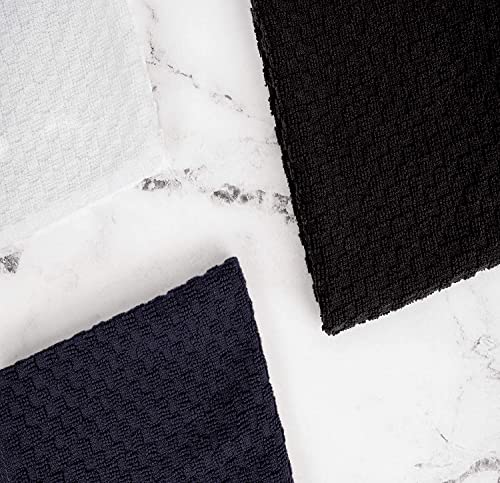 [12 Pack] Cotton Kitchen Towels - Waffle Weave For Embroidery Absorbent Terry Cloth Dish Towels For Washing Hand And Drying Dishes Rags 15X26 Inches, Navy #TOP4