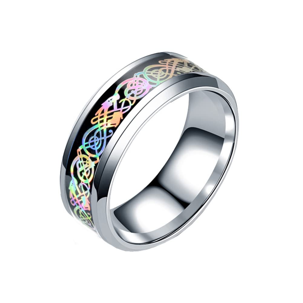 HIJONES Unisex Carbide Fiber Celtic Dragon Spinner Ring Wedding Spins Band
