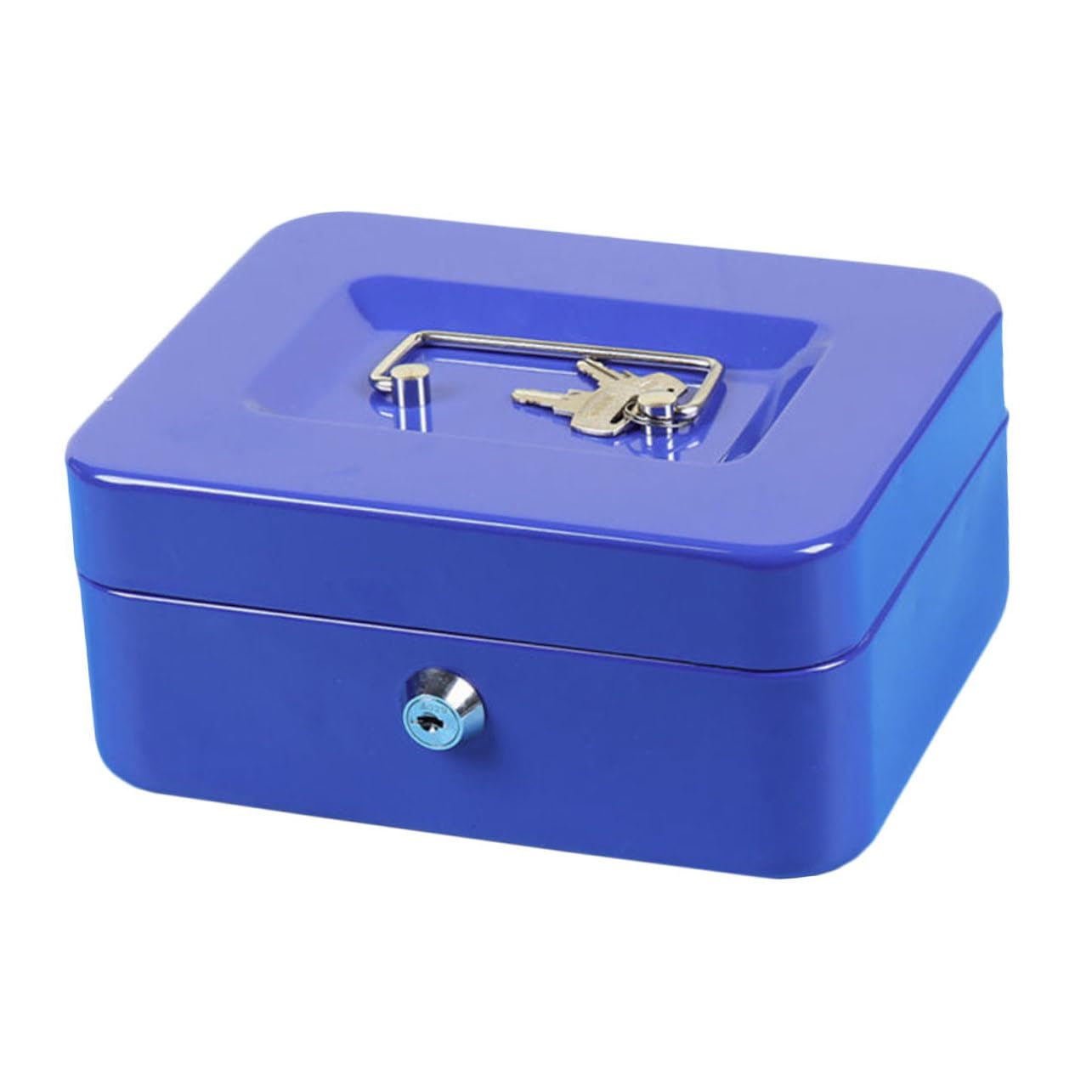 Boîte à Monnaie en Métal Portable Verrouillable, Caisse Bleue