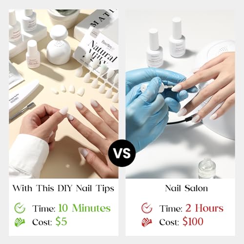 Image of Beetles Milky White Press On Nails, 160pcs Soft Gel Medium Almond Tips | 160pcs in 16 Sizes, Pre-Colored Milky White Tips for a Natural Medium Almond DIY Manicure