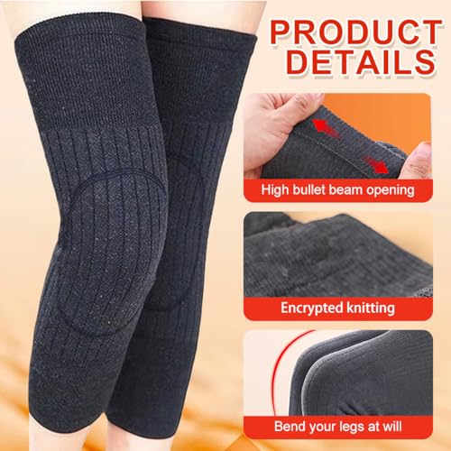 Image of 1 Pair Elastic Knit Leg Warmers Knee Braces Sleeves Wraps Support Protector Comfortable Knee Brace Compression Protective Knee Pad for Men Women Outdoor Sports Daily Wear(Dark Grey)