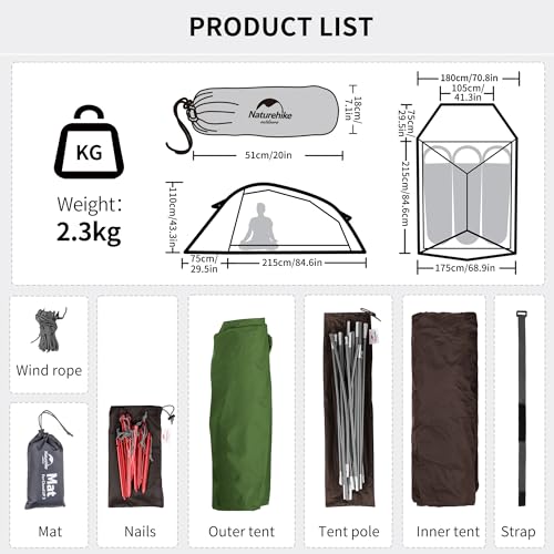 Naturehike Cloud-Up 3 Zelt für 3 Personen – Ultraleichtes Rucksackzelt