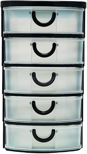 Miniatura 7 de Massca Cajones de almacenamiento de 5 cajones y organizador personal, contenedores de plástico resistentes para almacenar artes, manualidades,