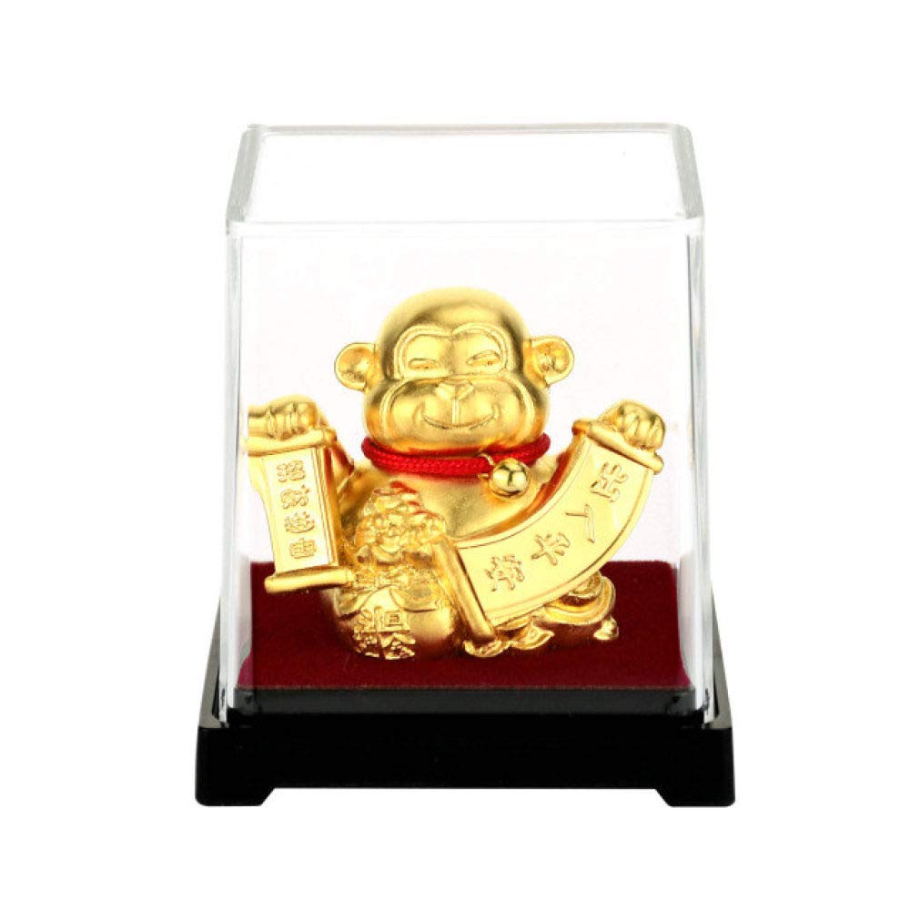 Singe en feuille d'or 24k Fengshui, un artisanat d'art haut de gamme pour bureau