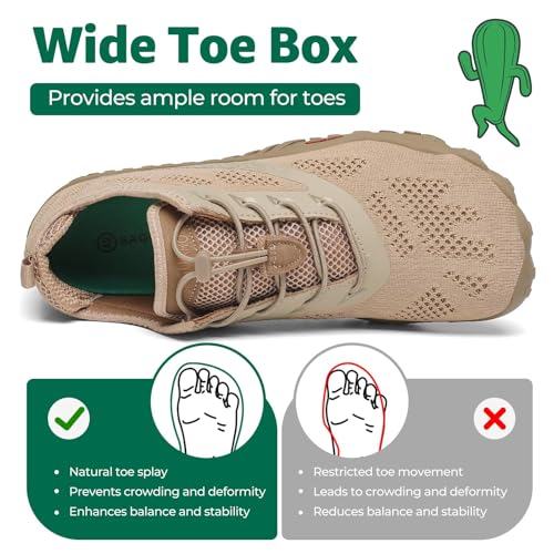 Miniatura 3 de Saguaro Barefoot Zapatillas De Trail Hombre Mujer Zapatos De Deporte Transpirable Antideslizante Calzado Minimalistas Marrón 39 Eu