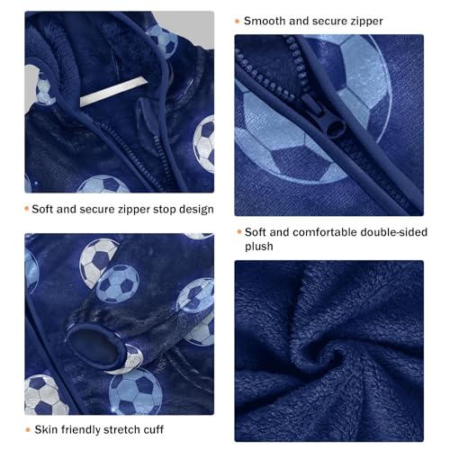 Soccer Balls on Dark Background Toddler Fleece Jacket Girl Boys Hooded Fleece Jacket Coat Warm Outwear Zip-up 3-10T3