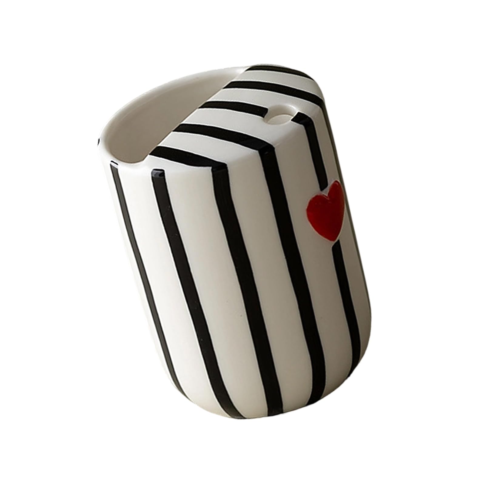 Xjdzineq Ceramic Striped Handheld Mug with Sip Hole Heatproof for Hot and Cold Drink Ceramic Hot Cold Beverage Mug