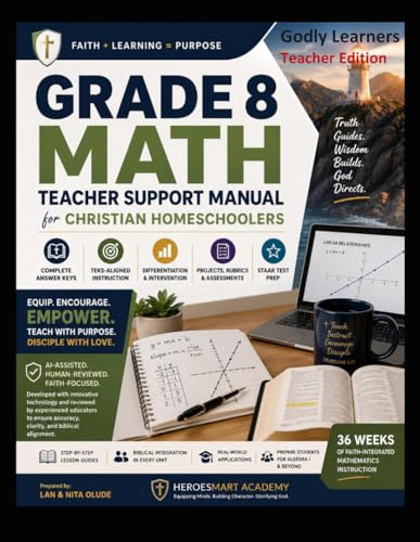 Grade 8 Mathematics for Christian Homeschoolers: Teacher Support Manual: Teacher Guide with Answer Keys, TEKS Instruction, STAAR Prep, Projects, and Faith-Based Learning (Godly Learners) Grade 8 Mathematics for Christian Homeschoolers: Teacher Support Manual: Teacher Guide with Answer Keys, TEKS Instruction, STAAR Prep, Projects, and Faith-Based Learning (Godly Learners)
