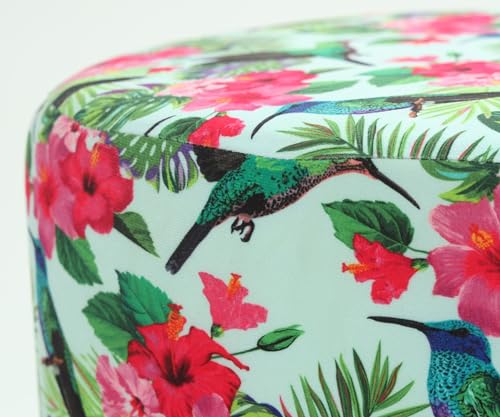 Image of NACIA Stylish Printed Ottoman Stool (16 X 17 Inch) | Soft Cushioned Top for Sitting & Footrest | Pouf Footstool with Puffy Foam & Wooden Legs | Modern Home Decor for Living Room (Green)