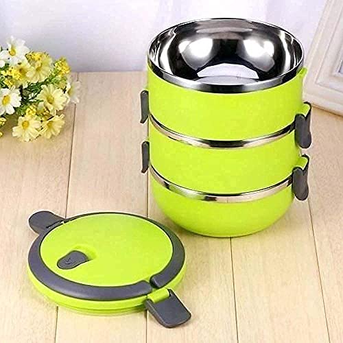 Image of 3 Layer Steel Insulated Lunch Box for Office Use (Multicolor) | Leak-Proof Tiffn Box with Airtight Food Containers | Hot Tiffin Box for Office,School | Lunch Box for Men Women Kids(1-pcs)