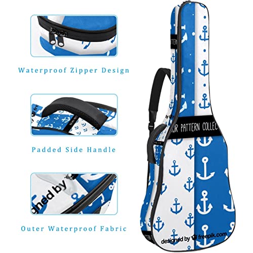 Housse de guitare en tissu Oxford imperméable avec bandoulière réglable Motif ancres bleues et blanches - Les Beatles, Paul McCartney, John Lennon, RIngo Starr, George Harrison Housse de guitare en tissu Oxford imperméable avec bandoulière réglable Motif ancres bleues et blanches – Image 5