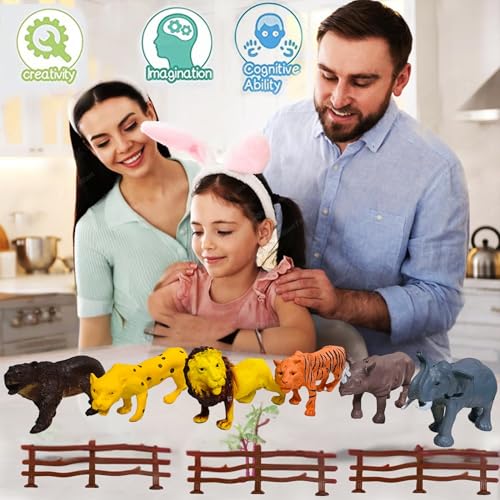 Image of ZESTHOME Big Wild Animal Toys Set for Kids | PVC Safari Figures - Lion, Tiger, Elephant, Leopard, Rhino & Hippo | 5-Inch Educational Jungle & Safari Playset | 6-Piece
