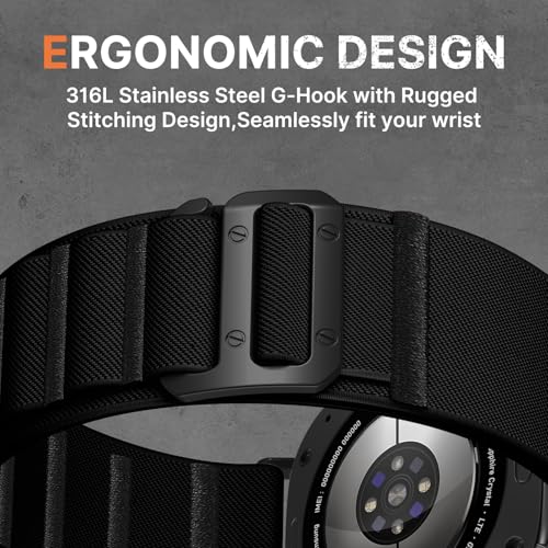 Image of Bandletic Compatible with Galaxy Watch Ultra Bands for Men, Rugged Stretchy Nylon Compatible with Samsung Galaxy Watch Ultra Band 47mm 2025 /2024, Soft Wide Sport Loop Strap with G-Hook, All Black