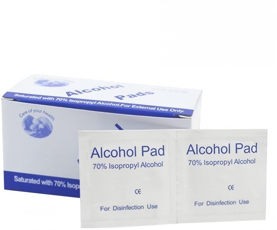 Alcohol Pads Individually Wrapped Sterile Antiseptic Wipes with 75% Ethanol Disposable Prep Pads for Skin Cleaning Wound Care Clean Mobile Phone and Travel Use 100PCS