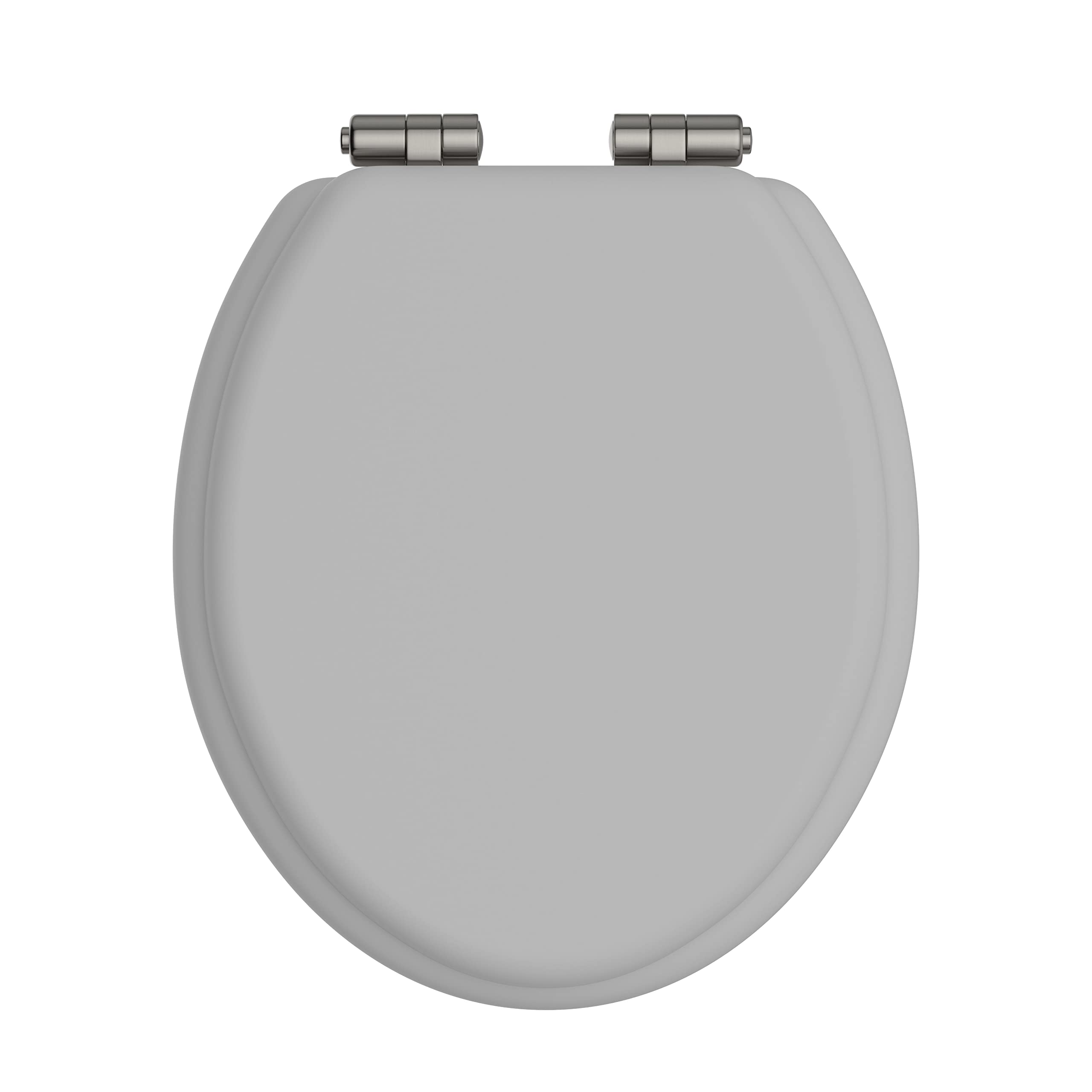 Hpw Dove Grey, Brushed Nickel Hinges Heritage Dove Grey Toilet Seat With Soft Close Brushed Nickel Hinges