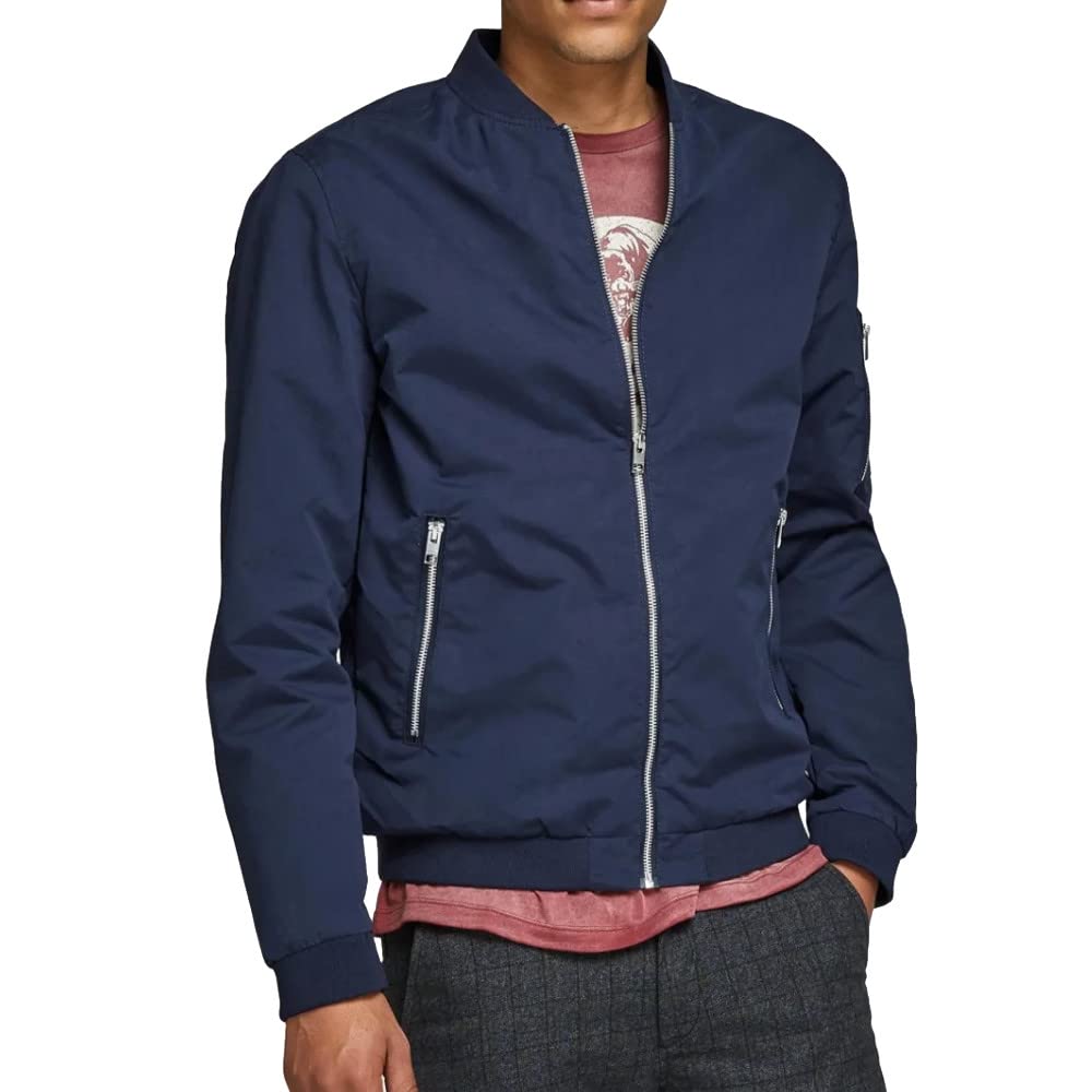 JACK & JONESMen's 100% Polyester Long Sleeve Bomber Jacket