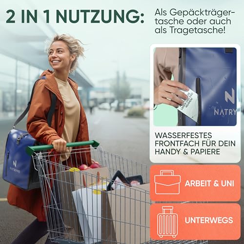 NATRYFE Fahrradtasche für Gepäckträger - 22L Volumen, 100% Wasserdicht & Robust - Mit Reflektoren...