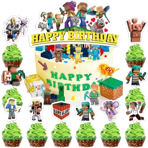 14 Pezzi Topper per Torte - Decorazione per Dolci, Cupcake e Muffin - Set Completo per Feste di Compleanno Bambini (Motivi Infantili, Colorati, Fai da Te) - Ideale per Party e Eventi