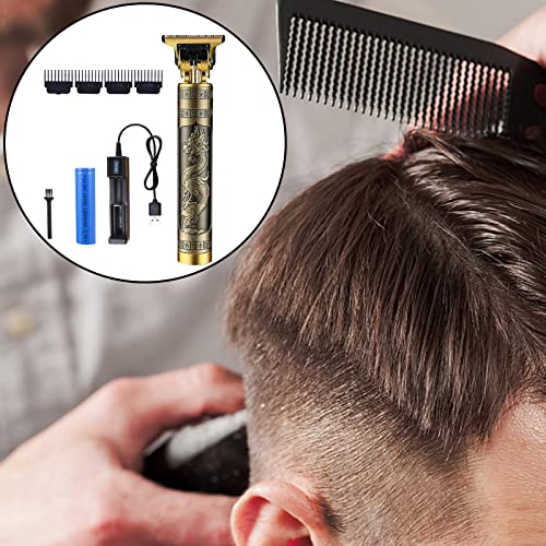 Máquinas de cortar cabelo masculinas, navalha de barbeiro profissional, recarregável, 4 x pentes de