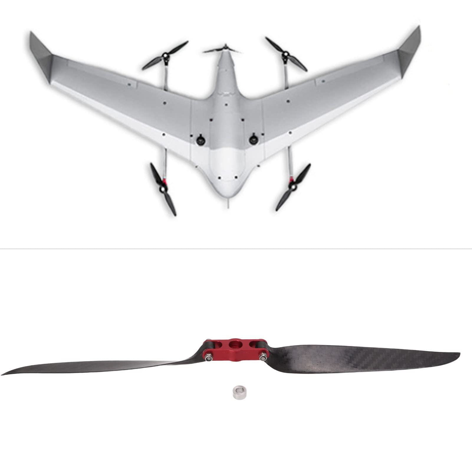 plplaaoo Hélice Plegable de Fibra de Carbono RC 325 mm 2 Palas Alta rigidez torsional Aleación de Aluminio Cuchillas súper Delgadas Diseño optimizado por computadora para Aviones no