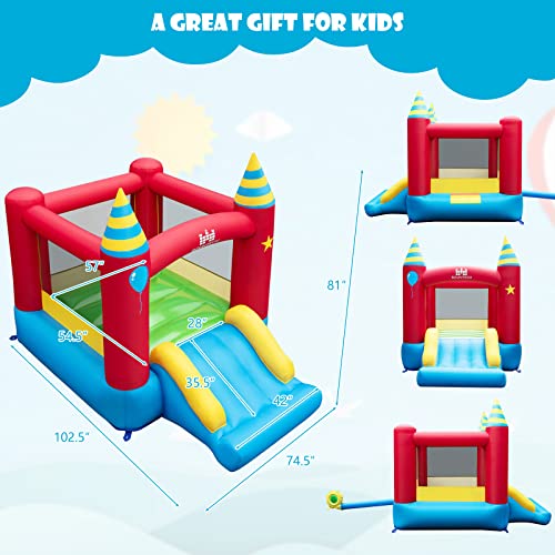 BOUNTECH Inflatable Bounce House, Bouncy House for Kids 3-10 Indoor Outdoor Family Fun with Large Jumping Area, Slide, Portable Backyard Mini Bounce House for Toddler Boys Girls Birthday Party Gifts