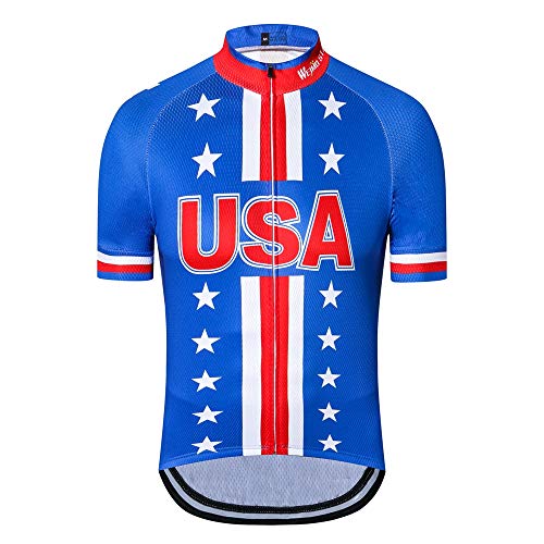 Shenshan Short Sleeve Men Cycling Jersey Breathable Mountain Bike Tops USA Navy XL